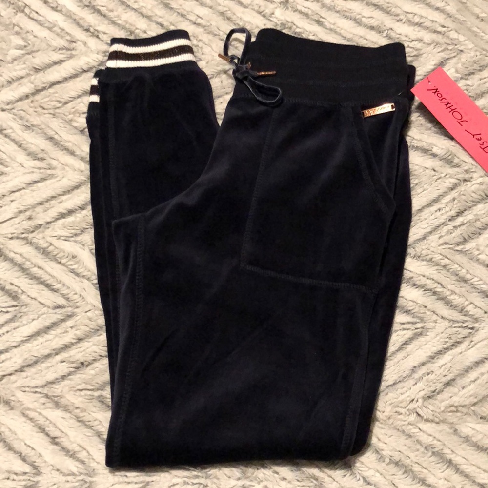 NWT // Betsey Johnson Velvet-Like Navy Joggers